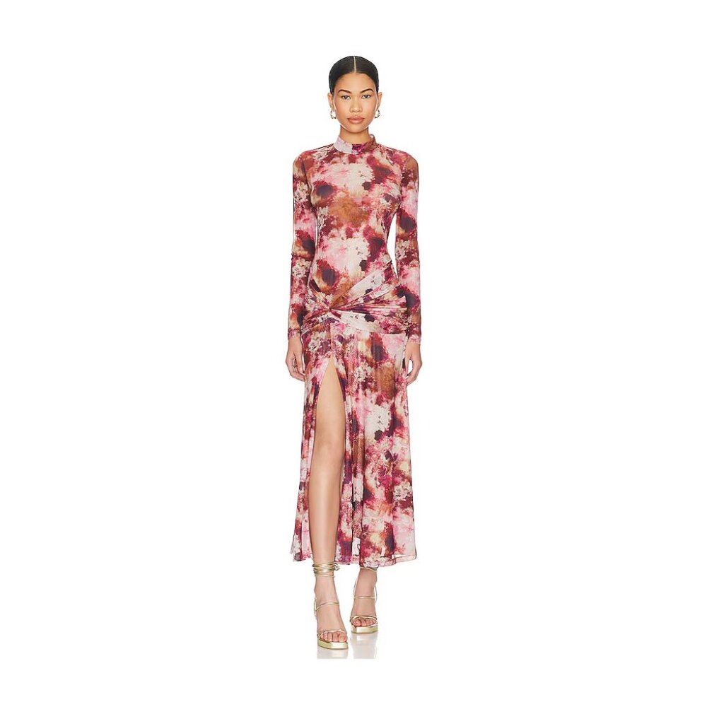 Bardot Lea Tie Dye Long Sleeve Mesh Midi Dress - Size XS/2
